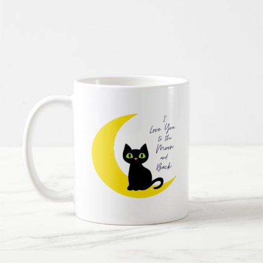 Love You To The Moon And Back Black Cat Lover Whim コーヒーマグカップ (左)