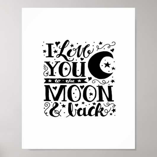 Love You To The Moon And Back Minimal Aesthetic De ポスター (正面)