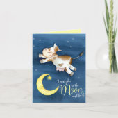 Love you to the moon cow baby shower thank you カード (正面)