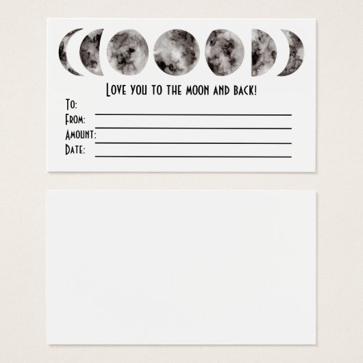 Love You to the Moon Gift Card (正面&裏面)