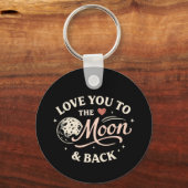 Love You to the Moon Retro Classic Valentine キーホルダー (正面)