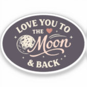 Love You to the Moon Retro Classic Valentine シール (正面)