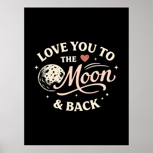 Love You to the Moon Retro Classic Valentine ポスター (正面)