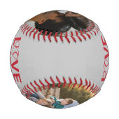 Love you to the Outfield and Backハートフォトグレー 野球ボール (裏面)