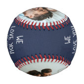 Love you to the Outfield Photo Blue Leather Look 野球ボール (裏面)