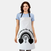 Love you to the Rainbow Minimal Black White Couple エプロン (着用した状態)