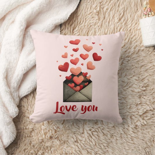 Love You Valentine Envelope Design クッション (ブランケット)
