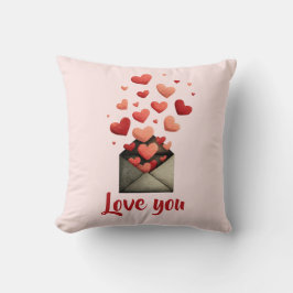 Love You Valentine Envelope Design クッション