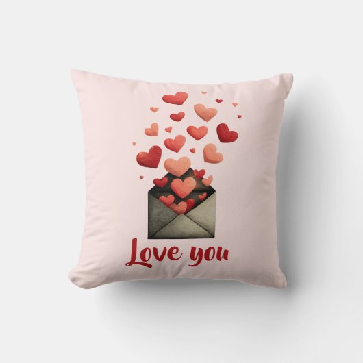 Love You Valentine Envelope Design クッション (正面)