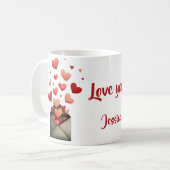 Love You Valentine Envelope Design コーヒーマグカップ (正面左)
