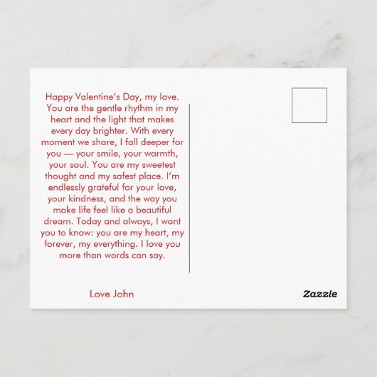 Love You Valentine Envelope Design ポストカード (裏面)