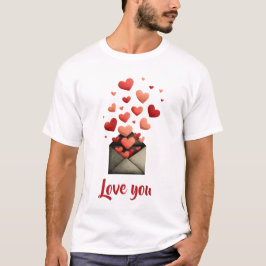 Love You Valentine Envelope Design Tシャツ