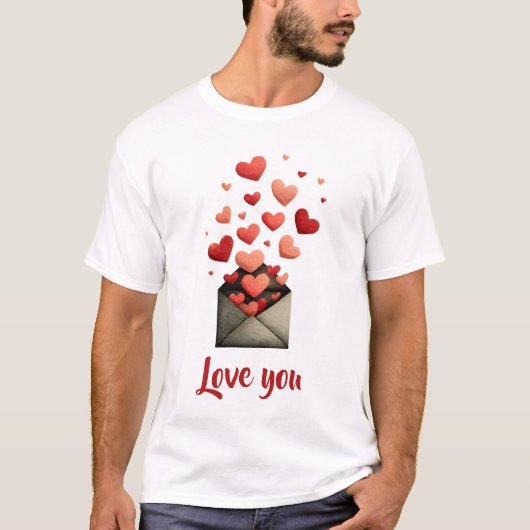 Love You Valentine Envelope Design Tシャツ (正面)