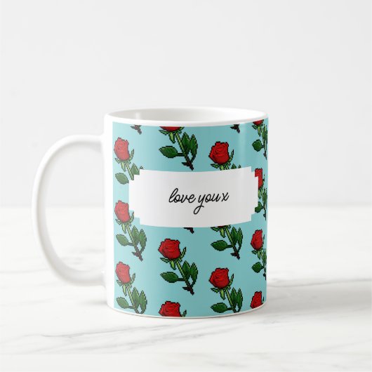 Love You x かわいらし Red独身の Rose Pattern コーヒーマグカップ (左)