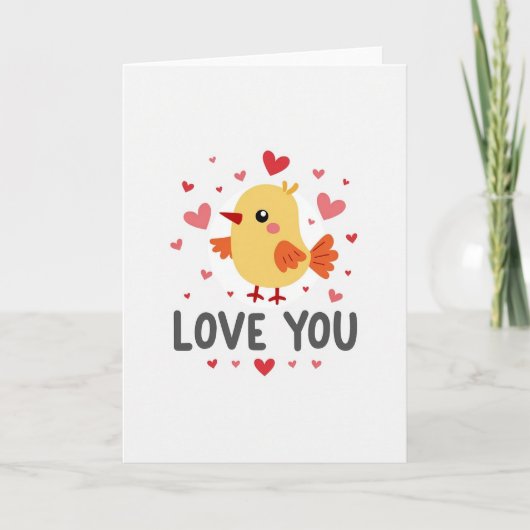 Love You Yellow Bird Card カード (正面)