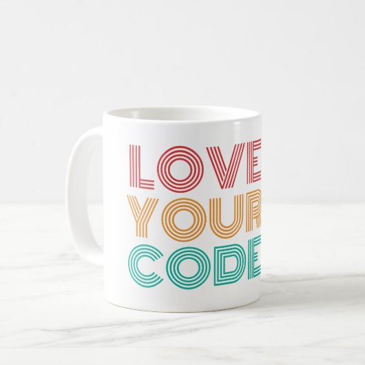 LOVE YOUR CODE - PROGRAMMINGおたく コーヒーマグカップ (正面左)
