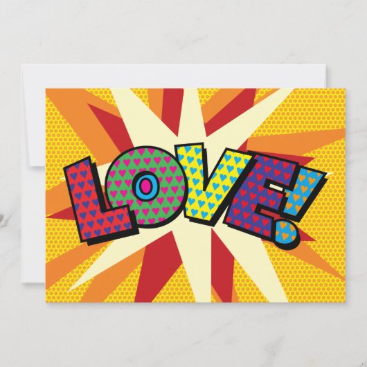 LOVE Your Message スピーチバブル 楽しいレトロ風 案内状 (正面)