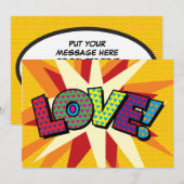 LOVE Your Message スピーチバブル 楽しいレトロ風 案内状 (正面/裏面)