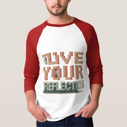 Love Your Reflection Men's Basic 3/4スリーブラグラン Tシャツ (正面)