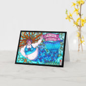 Love Your Tummy Mermaid Card カード (黄色い花)