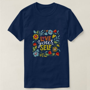Love yourself青モダンい男性のTシャツ Tシャツ