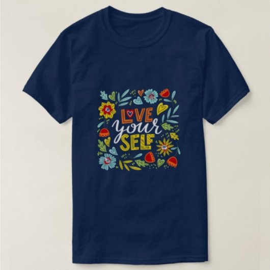 Love yourself青モダンい男性のTシャツ Tシャツ