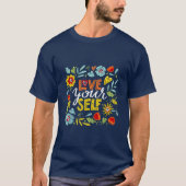 Love yourself青モダンい男性のTシャツ Tシャツ (正面)