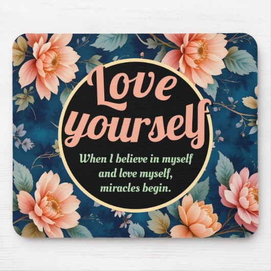 Love Yourself -ヴィンテージフローラデザイン マウスパッド (正面)