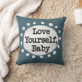 Love Yourself Baby - グレー・スロー・ピロー クッション (ブランケット)