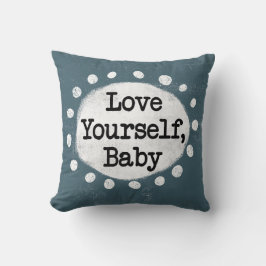 Love Yourself Baby - グレー・スロー・ピロー クッション