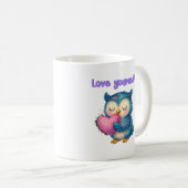 Love Yourself - Cute Owl Mug for Positive & 気に コーヒーマグカップ (正面右)