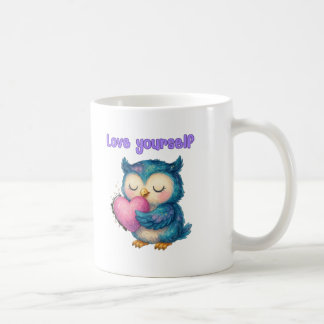 Love Yourself - Cute Owl Mug for Positive & 気に コーヒーマグカップ