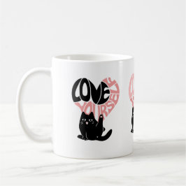 Love Yourself Funny Cat コーヒーマグカップ