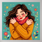 Love Yourself | Girl Hugging Herself ポスター (正面)