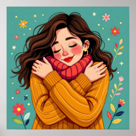 Love Yourself | Girl Hugging Herself ポスター