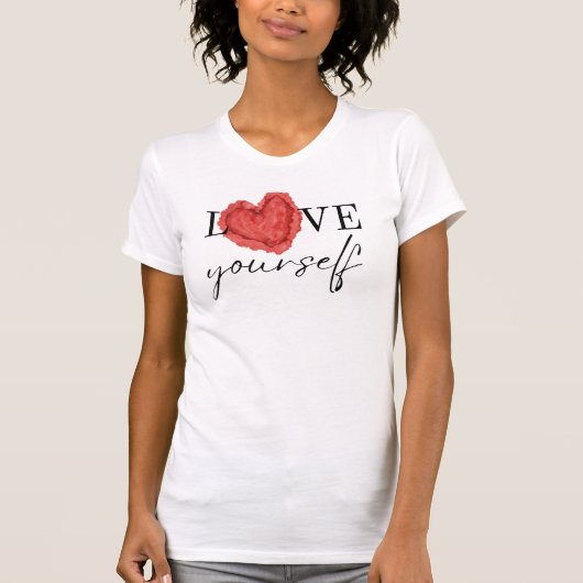 Love Yourself Heart Watercolor Positive          Tシャツ (正面)