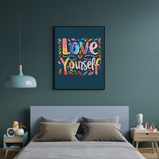 Love Yourself Inspirational Motivational Quotes ポスター