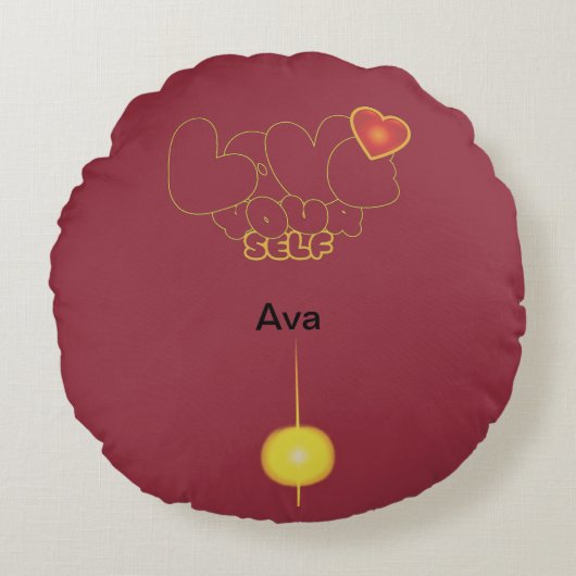 Love Yourself Inspirational Word Art ラウンドクッション (正面)