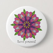 Love yourself mandala flowers 缶バッジ (正面)