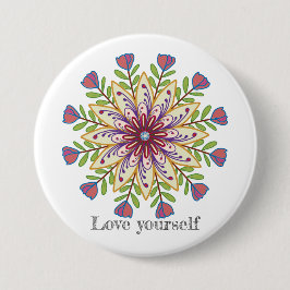 Love yourself mandala flowers 缶バッジ