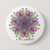 Love yourself mandala flowers 缶バッジ (正面)