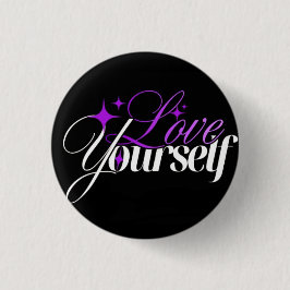 Love Yourself Purple & White Script Button 缶バッジ
