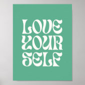 Love Yourself – Retro Feminist Quote Poster (Green ポスター (正面)