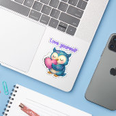 Love Yourself - Self-Love Owl Die-cut Vinyl シール (ノートパソコンとiPhone)
