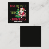  Love Yourself This Christmas Cute Cat Holiday スクエア名刺 (正面/裏面)