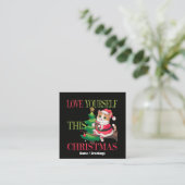  Love Yourself This Christmas Cute Cat Holiday スクエア名刺 (スタンド正面)