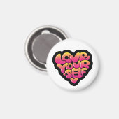 Love Yourself Typography Heart Sticker  マグネット (正面/裏面)