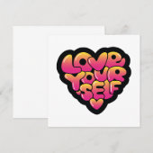 Love Yourself Typography Heart Sticker  招待状 (正面/裏面)
