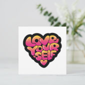 Love Yourself Typography Heart Sticker  招待状 (スタンド正面)