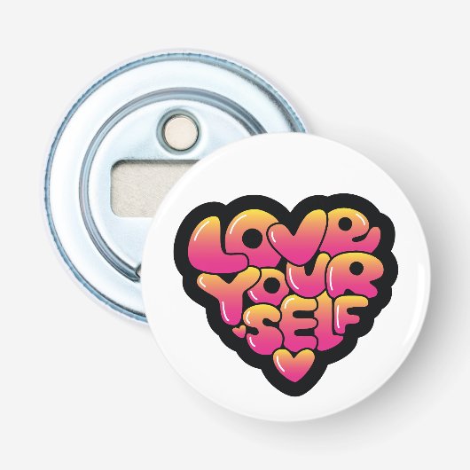 Love Yourself Typography Heart Sticker  栓抜き (正面)